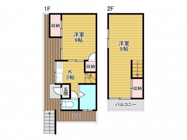 川西市霞ケ丘、中古一戸建ての間取り画像です