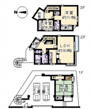 川西市花屋敷、中古一戸建ての間取り画像です
