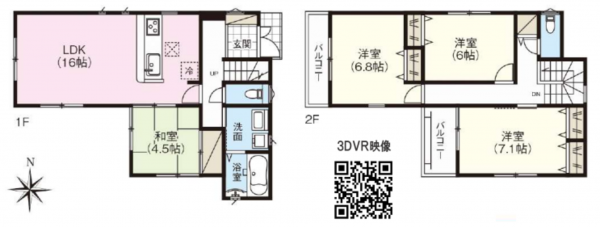 川西市西多田、新築一戸建ての間取り画像です
