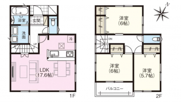 川西市長尾町、新築一戸建ての間取り画像です
