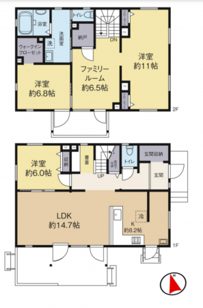 川西市丸山台、中古一戸建ての間取り画像です