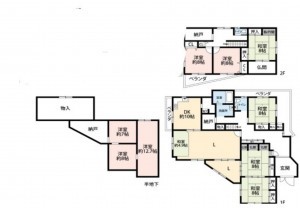 川西市矢問、中古一戸建ての間取り画像です