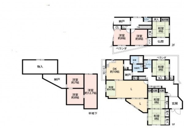 川西市矢問、中古一戸建ての間取り画像です