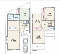 川西市出在家町、中古一戸建ての間取り画像です