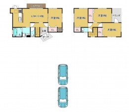 川西市錦松台、中古一戸建ての間取り画像です
