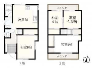 川西市東畦野、中古一戸建ての間取り画像です