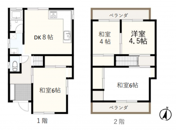 川西市東畦野、中古一戸建ての間取り画像です
