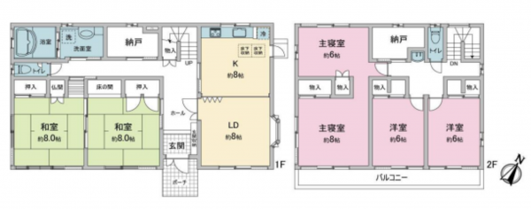 川西市向陽台、中古一戸建ての間取り画像です