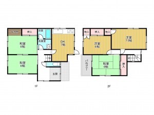 川西市見野、中古一戸建ての間取り画像です
