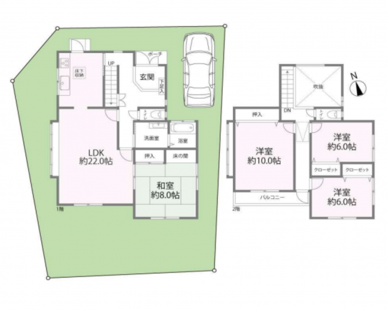 川西市丸山台、中古一戸建ての間取り画像です
