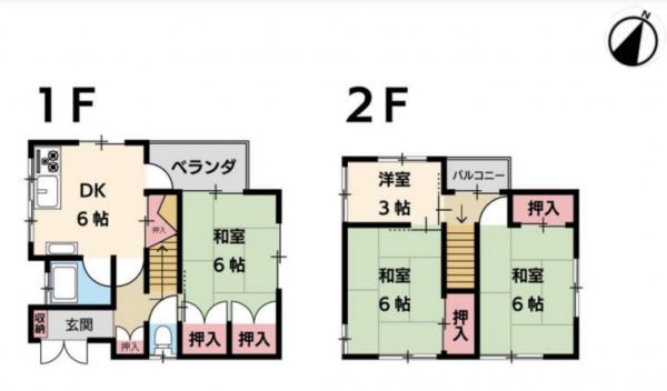 川西市萩原、中古一戸建ての間取り画像です