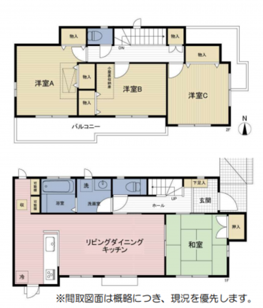 川西市大和、中古一戸建ての間取り画像です