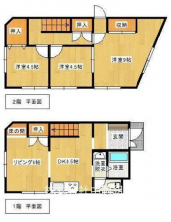 川西市久代、中古一戸建ての間取り画像です