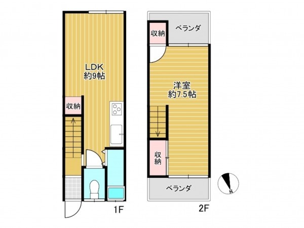 川西市霞ケ丘、中古一戸建ての間取り画像です