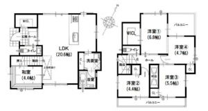 川西市鼓が滝、新築一戸建ての間取り画像です
