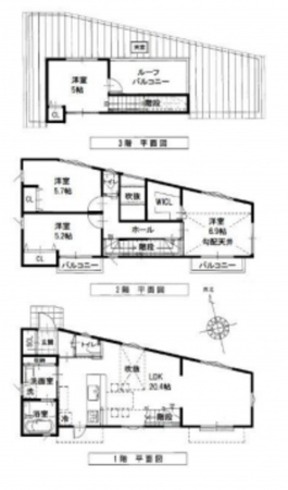 川西市東多田、新築一戸建ての間取り画像です