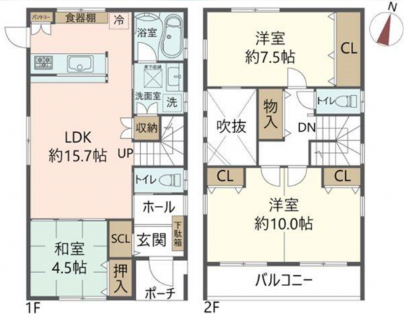 川西市東畦野、中古一戸建ての間取り画像です