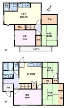 川西市湯山台、中古一戸建ての間取り画像です