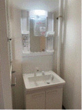 川西市清和台、マンションの洗面画像です