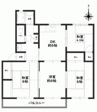 川西市清和台、マンションの間取り画像です