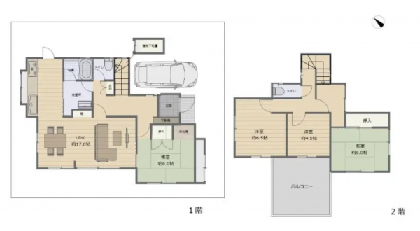 川西市緑台、中古一戸建ての間取り画像です