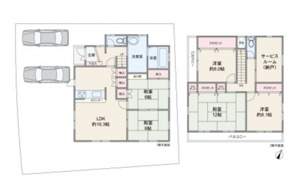 川西市湯山台、中古一戸建ての間取り画像です