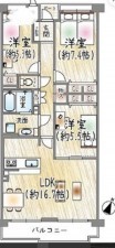 川西市丸山台、マンションの間取り画像です