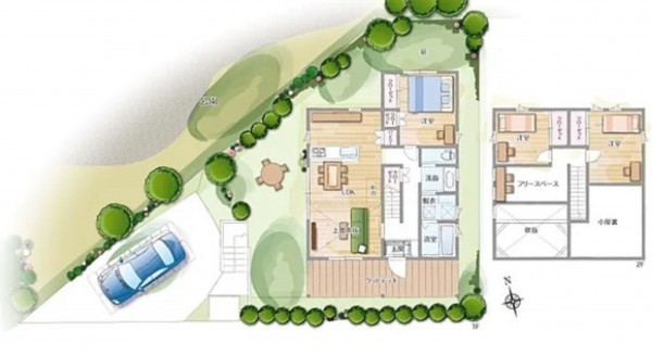 川西市緑台、新築一戸建ての間取り画像です