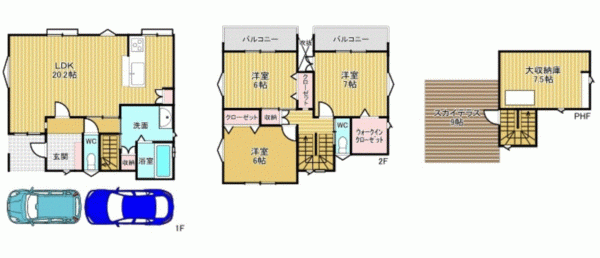 川西市緑が丘、新築一戸建ての間取り画像です