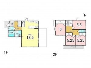 川西市鼓が滝、新築一戸建ての間取り画像です