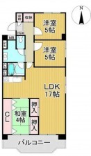 川西市向陽台、マンションの間取り画像です