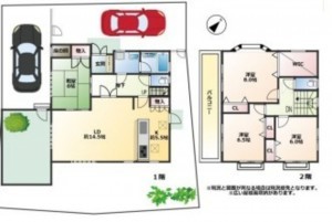 川西市けやき坂、中古一戸建ての間取り画像です