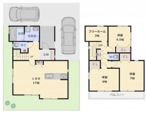 川西市清流台、新築一戸建ての間取り画像です