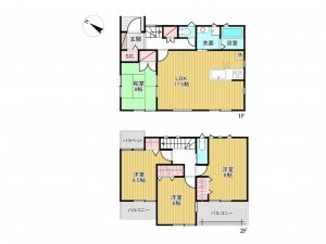 川西市清和台、新築一戸建ての間取り画像です