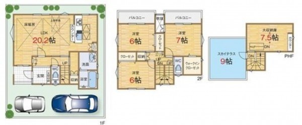 川西市東久代、新築一戸建ての間取り画像です