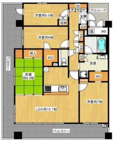 川西市寺畑、マンションの間取り画像です