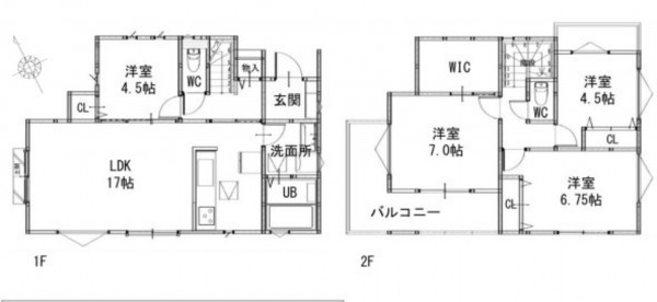 川西市東畦野、新築一戸建ての間取り画像です