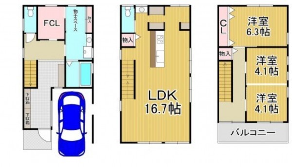 川西市久代、中古一戸建ての間取り画像です