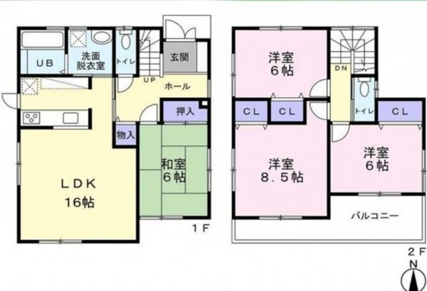 川西市水明台、中古一戸建ての間取り画像です