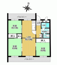 川西市清和台、マンションの間取り画像です
