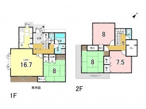 川西市大和、中古一戸建ての間取り画像です