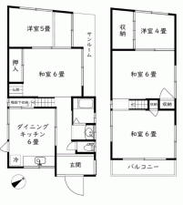 川西市霞ケ丘、中古一戸建ての間取り画像です
