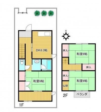 川西市西畦野、中古一戸建ての間取り画像です