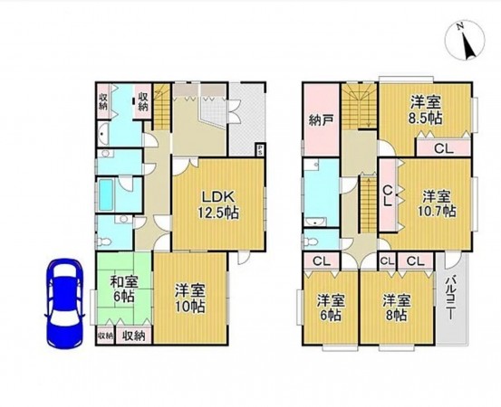 川西市清和台、中古一戸建ての間取り画像です