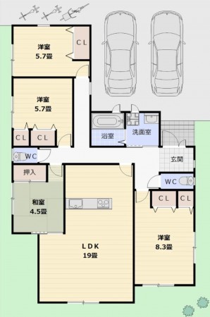 川西市水明台、中古一戸建ての間取り画像です