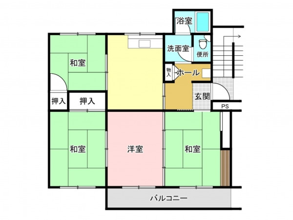 川西市清和台、マンションの間取り画像です