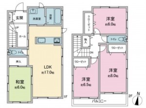 川西市緑が丘、中古一戸建ての間取り画像です