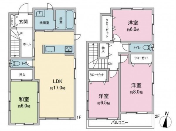 川西市緑が丘、中古一戸建ての間取り画像です