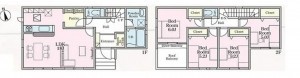 川西市笹部、新築一戸建ての間取り画像です