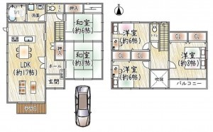 川西市丸山台、中古一戸建ての間取り画像です